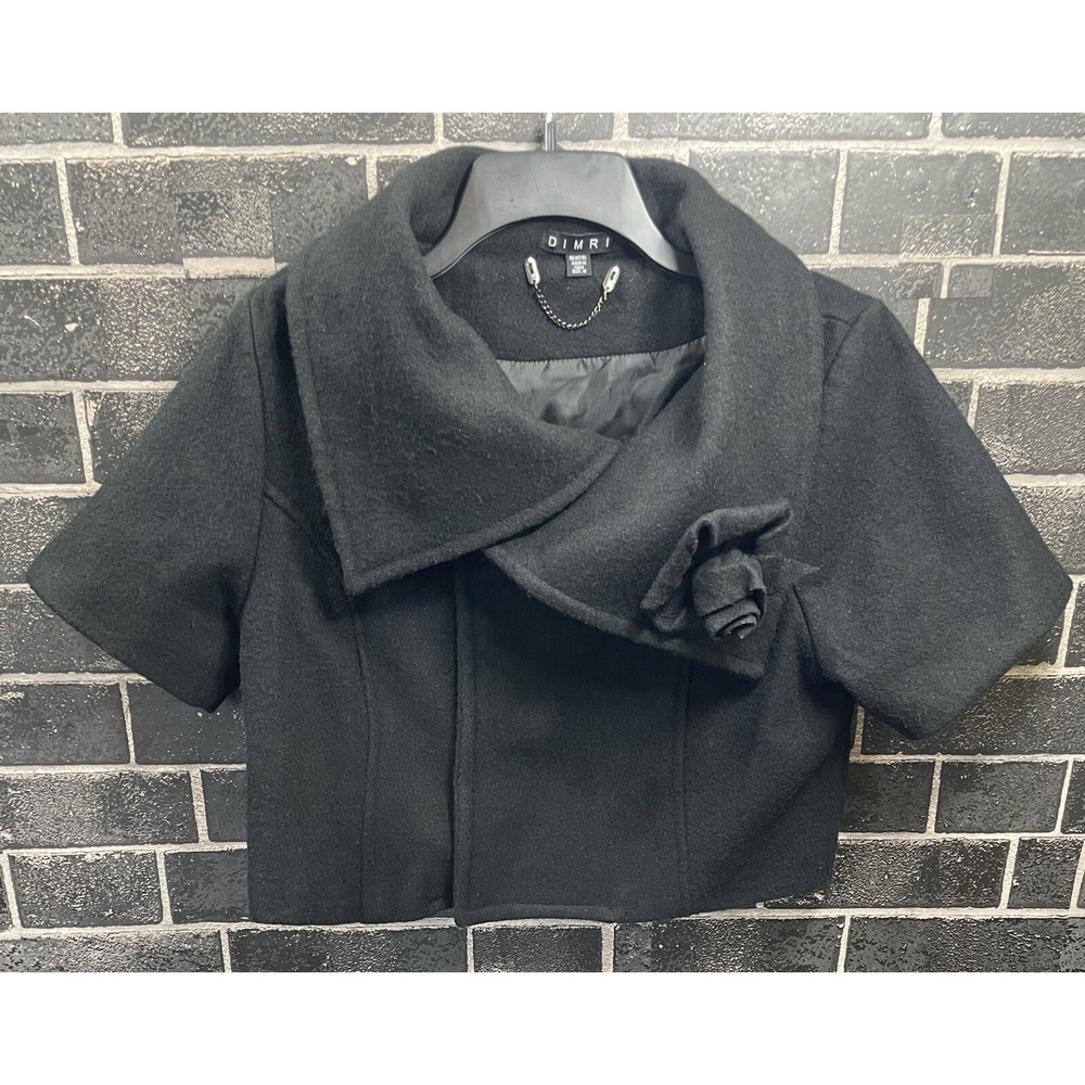 DIMRI Whimsigoth Black Wool Cropped Jacket Size Medium Romantic Dramatic Collar